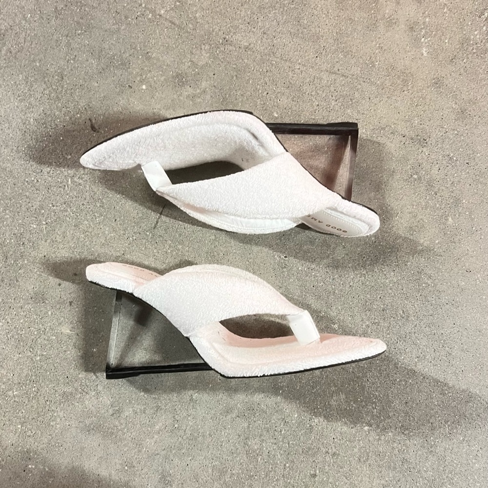 Good American White Wedge Sandals